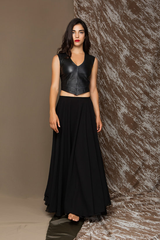 1 Leather Backless Top With Stretch Strips TV0010