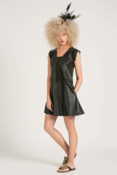 1 Leather Cut-Out Swing Dress D0008