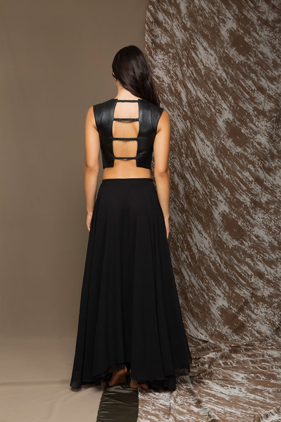 2 Leather Backless Top With Stretch Strips TV0010