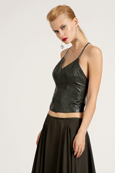 2 Leather Lace-Up Camisole Top TV0025