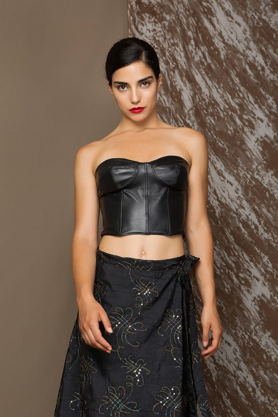 2 Leather Strapless Bralette Top TV0014