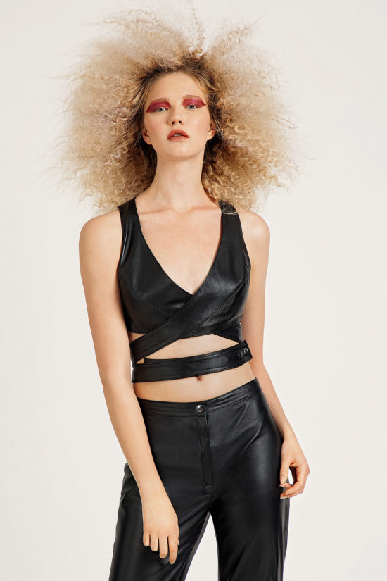 2 Leather Wrap Around Plunge Top TV0021