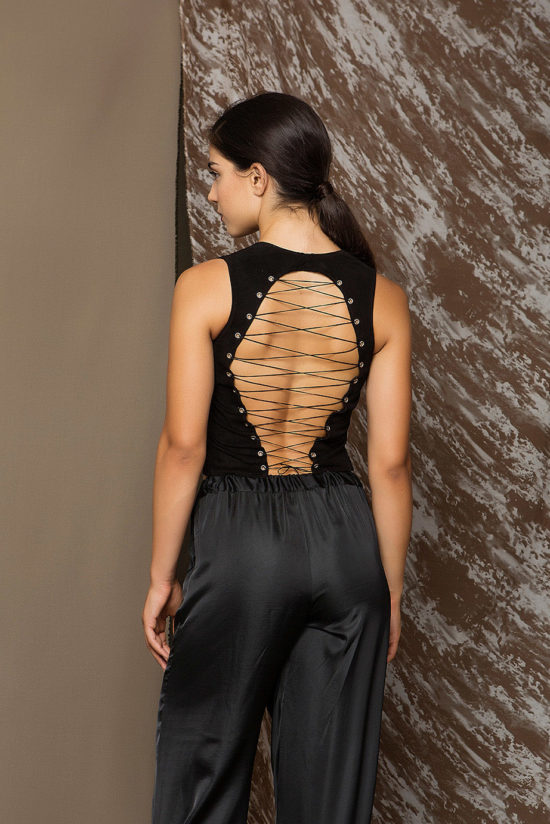 2 Suede Backless Lace-Up Top TV0030