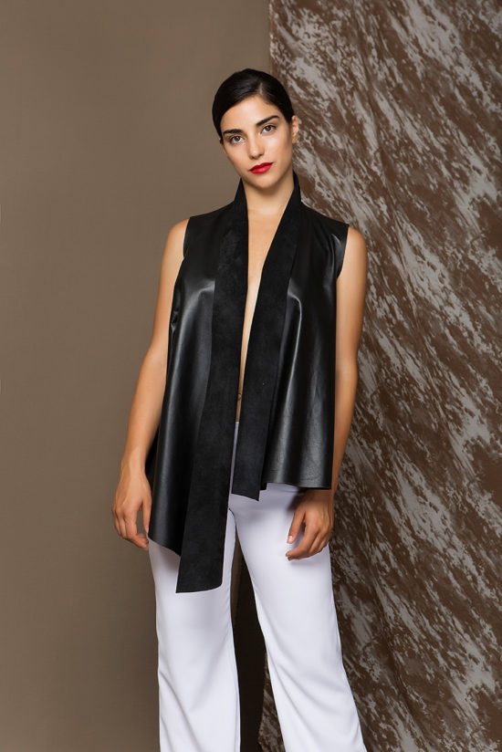 3 Leather Sleeveless Jacket TV0012