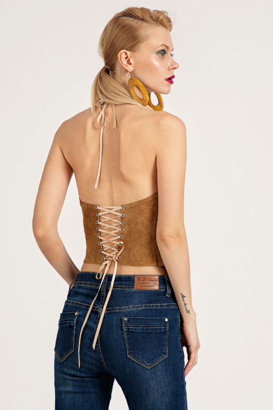 5 Suede Lace-Up Halter Top TV0008